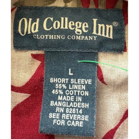 VTG Old College Inn Shirt Mens L Red Hawiian Palm Leaf‎ Casual Beach - Picture 3 of 7